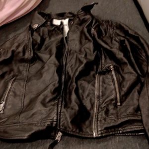 Black Abercrombie kids leather (pleather) jacket size 13/14